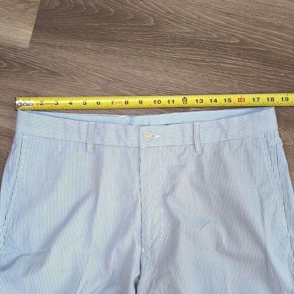 Peter Millar Summer Pinstripe Shorts Flat Front Sz 36 Blue & White Stripe Preppy - Picture 8 of 10